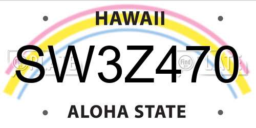 SW3Z470 Hawaii License Plate
