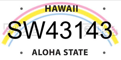 SW43143 Hawaii License Plate