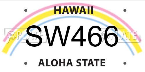 SW466 Hawaii License Plate