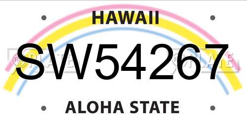SW54267 Hawaii License Plate