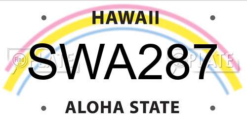 SWA287 Hawaii License Plate