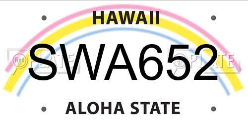 SWA652 Hawaii License Plate