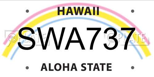 SWA737 Hawaii License Plate