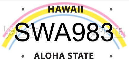 SWA983 Hawaii License Plate