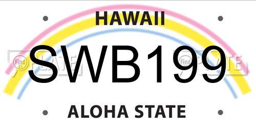 SWB199 Hawaii License Plate