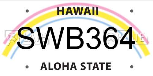 SWB364 Hawaii License Plate