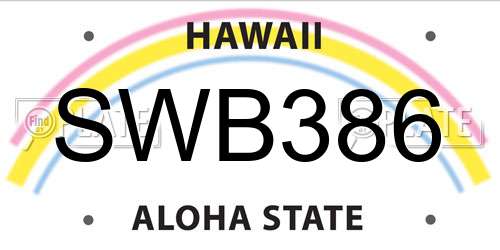 SWB386 Hawaii License Plate