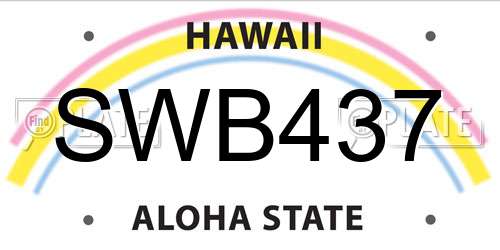 SWB437 Hawaii License Plate