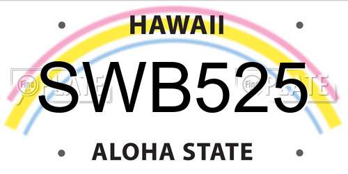 SWB525 Hawaii License Plate