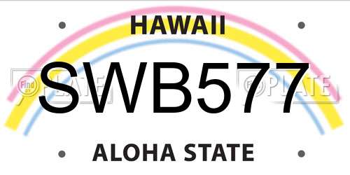 SWB577 Hawaii License Plate