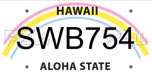 SWB754 Hawaii License Plate