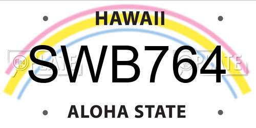 SWB764 Hawaii License Plate