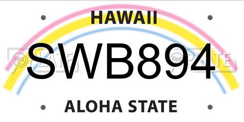 SWB894 Hawaii License Plate