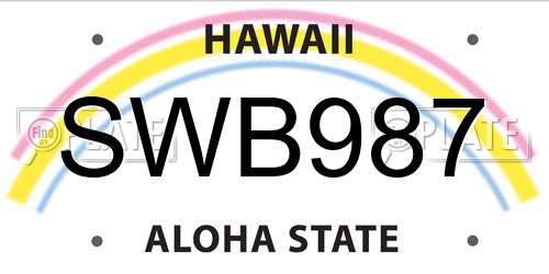 SWB987 Hawaii License Plate