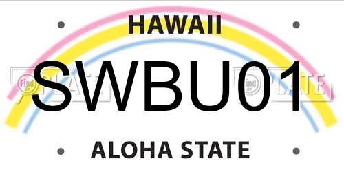 SWBU01 Hawaii License Plate