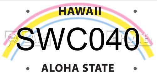 SWC040 Hawaii License Plate