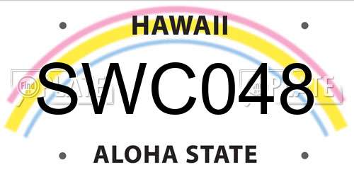 SWC048 Hawaii License Plate