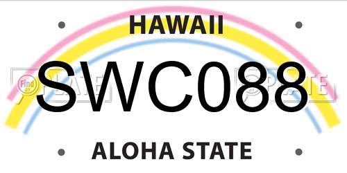 SWC088 Hawaii License Plate