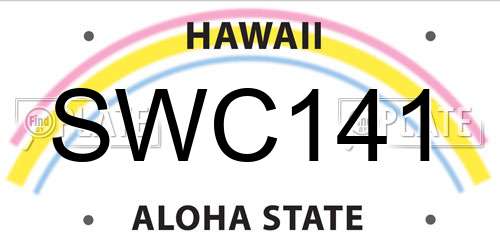 SWC141 Hawaii License Plate