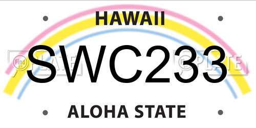 SWC233 Hawaii License Plate