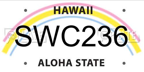 SWC236 Hawaii License Plate