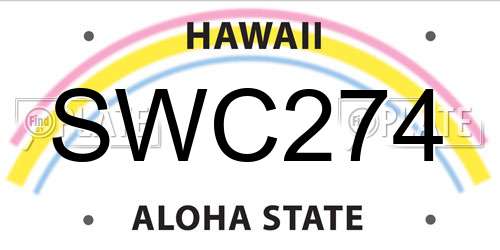SWC274 Hawaii License Plate