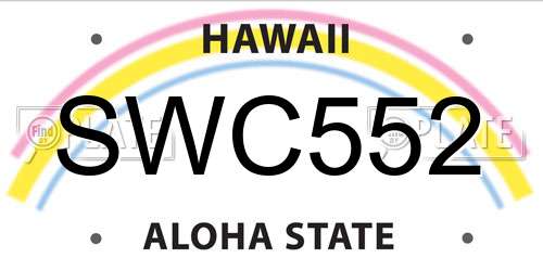 SWC552 Hawaii License Plate