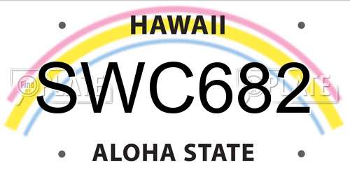 SWC682 Hawaii License Plate