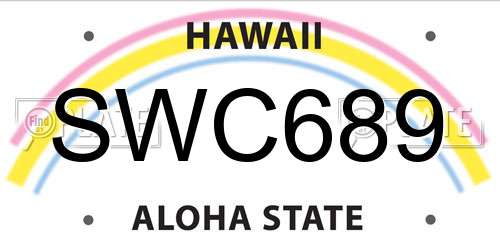 SWC689 Hawaii License Plate