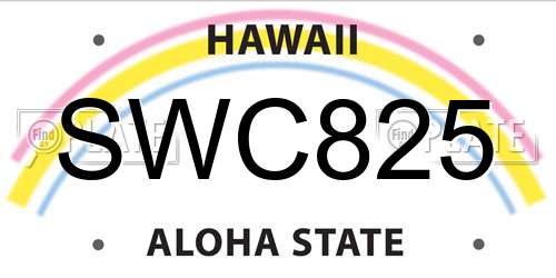 SWC825 Hawaii License Plate