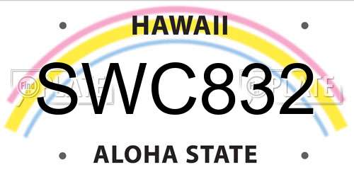 SWC832 Hawaii License Plate
