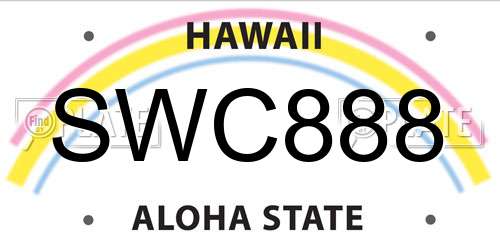 SWC888 Hawaii License Plate