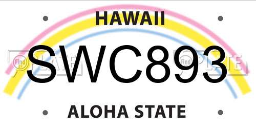 SWC893 Hawaii License Plate