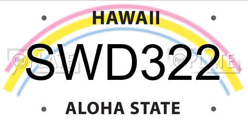 SWD322 Hawaii License Plate