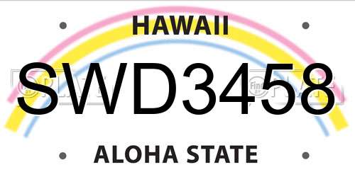 SWD3458 Hawaii License Plate