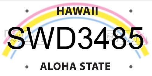 SWD3485 Hawaii License Plate