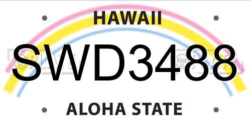 SWD3488 Hawaii License Plate