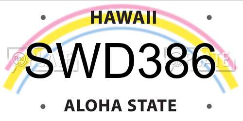 SWD386 Hawaii License Plate