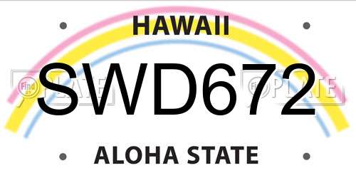 SWD672 Hawaii License Plate