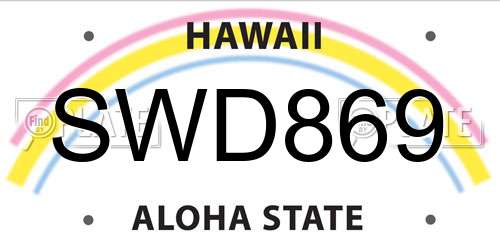 SWD869 Hawaii License Plate