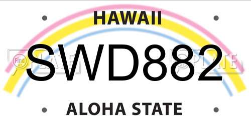 SWD882 Hawaii License Plate