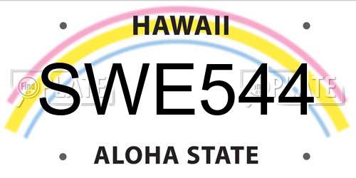 SWE544 Hawaii License Plate