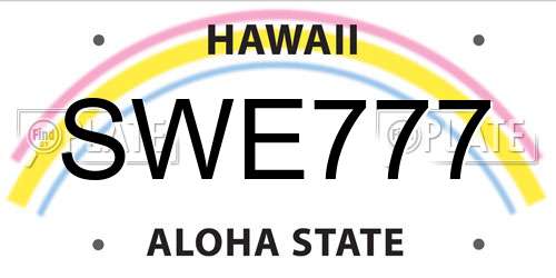 SWE777 Hawaii License Plate