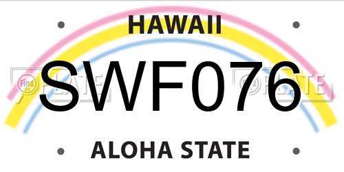 SWF076 Hawaii License Plate