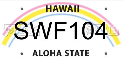 SWF104 Hawaii License Plate