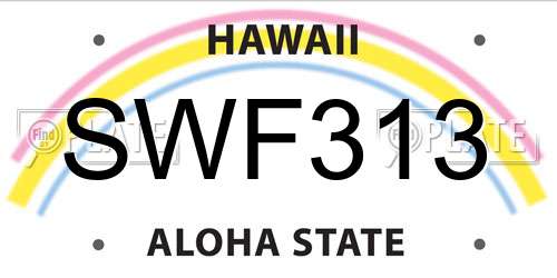 SWF313 Hawaii License Plate
