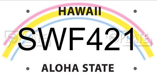 SWF421 Hawaii License Plate