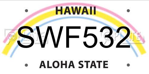 SWF532 Hawaii License Plate