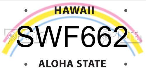 SWF662 Hawaii License Plate