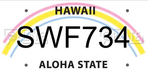 SWF734 Hawaii License Plate